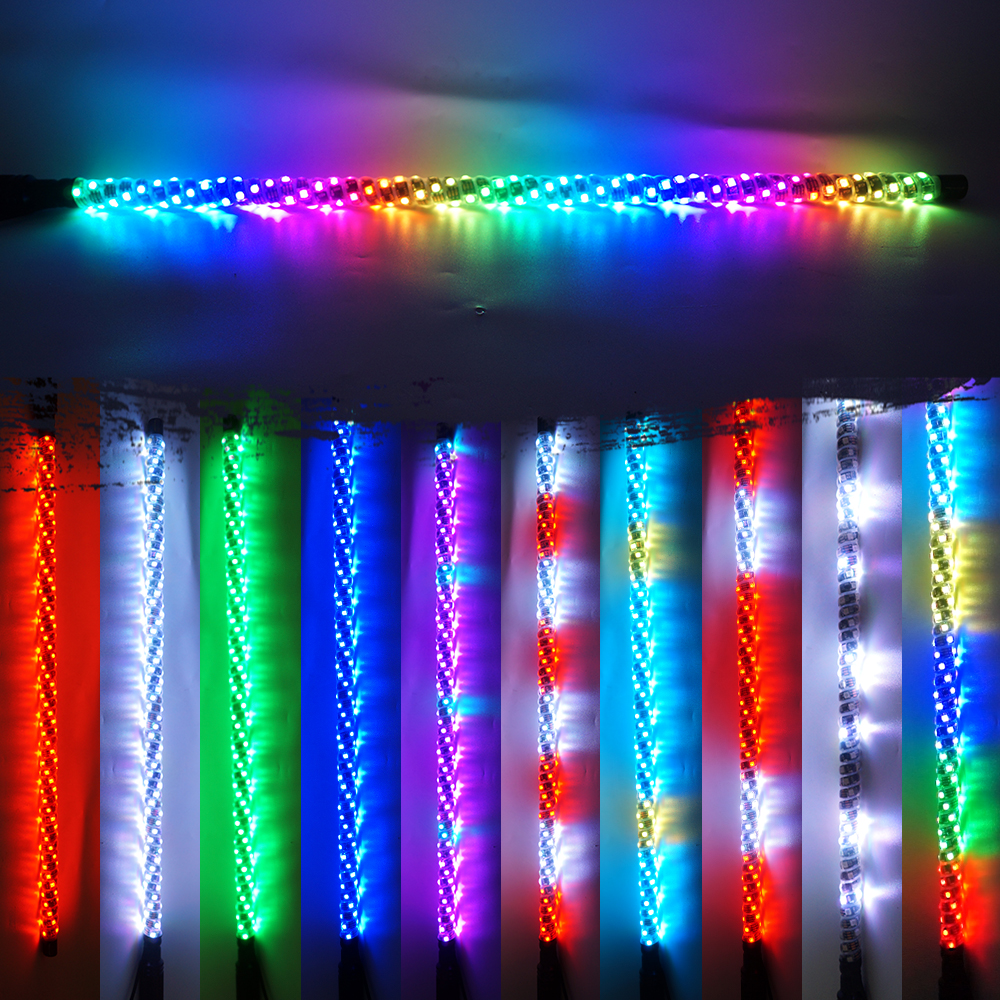 180pcs smd5050 LEDS 2pcs 5 apt lights ، LED Whip Light with App & Remote Control ، حلزوني مطار