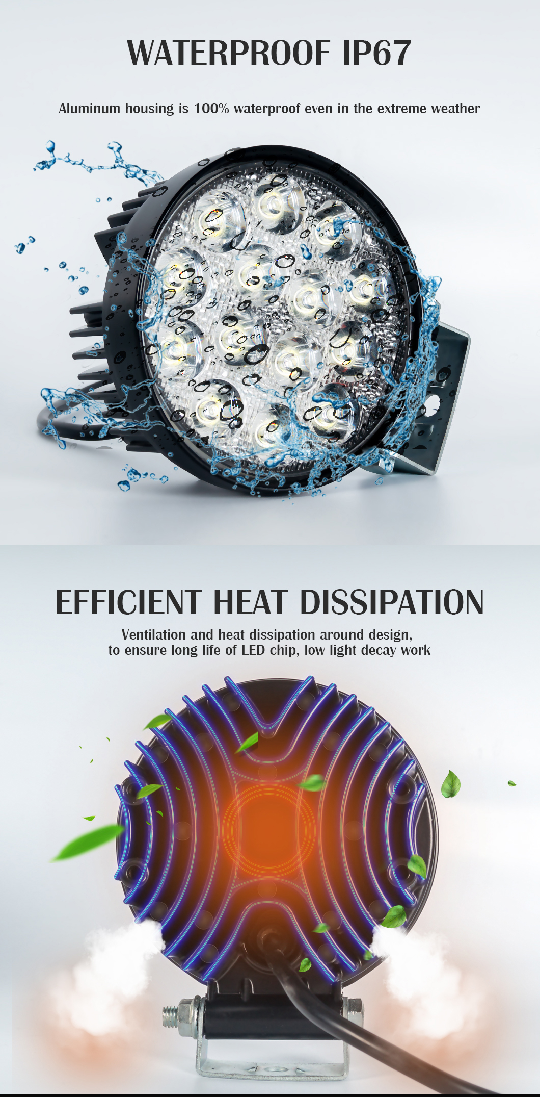 48W*2 2 LED ضوء العمل للشاحنات