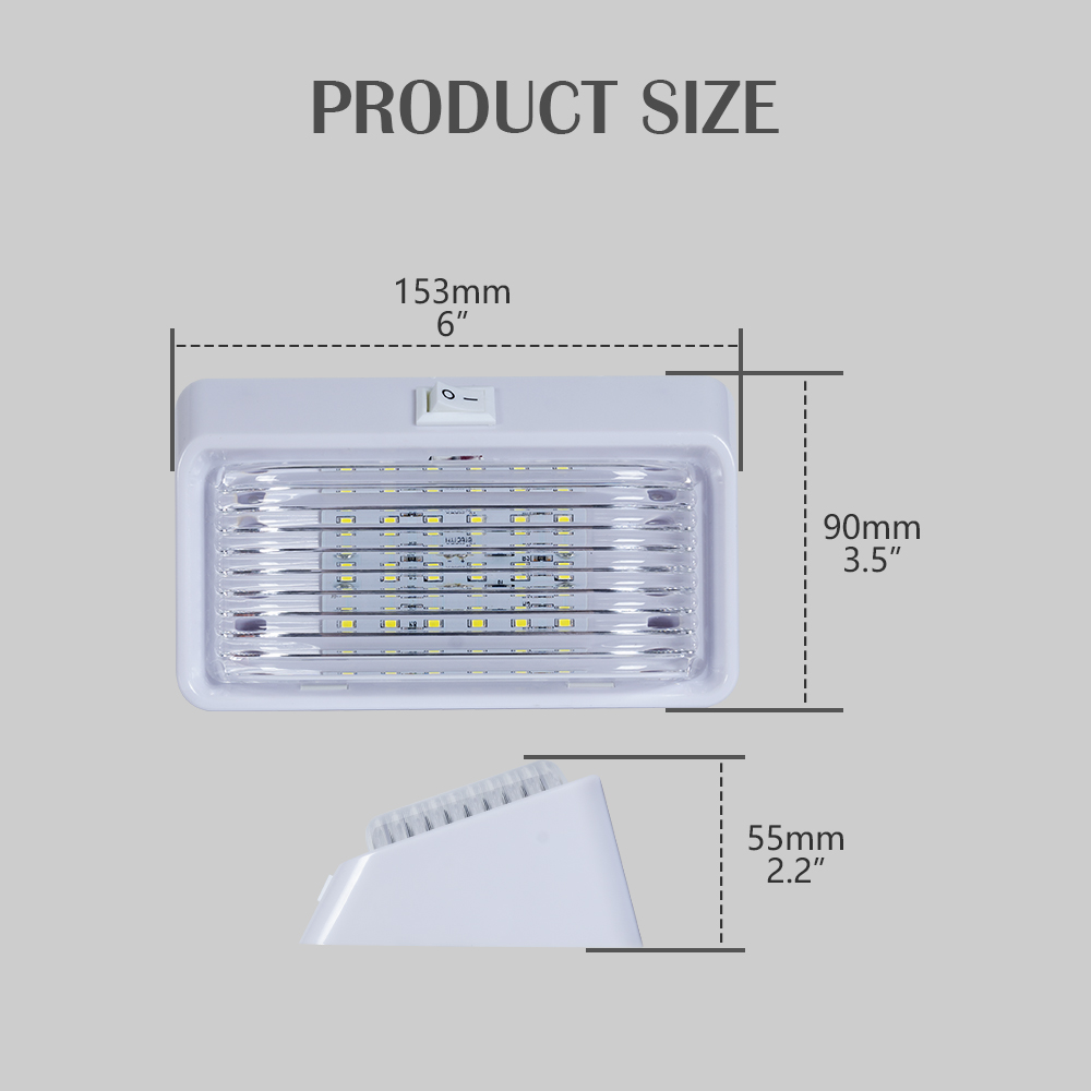 12V مستطيل RV مصابيح المظلة 
