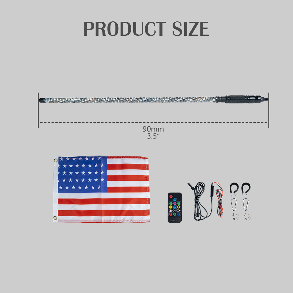 180pcs SMD5050 LEDS 5 أقدام سوط مصابيح السوط ، مصباح السوط LED مع التطبيق والتحكم عن بعد ، حلزوني مطاردة الهوائيات المضاءة ، ضوء السوط لـ UTV ATV RZR SXS CAN-AM DUNE OFTROAR TRACK (5)