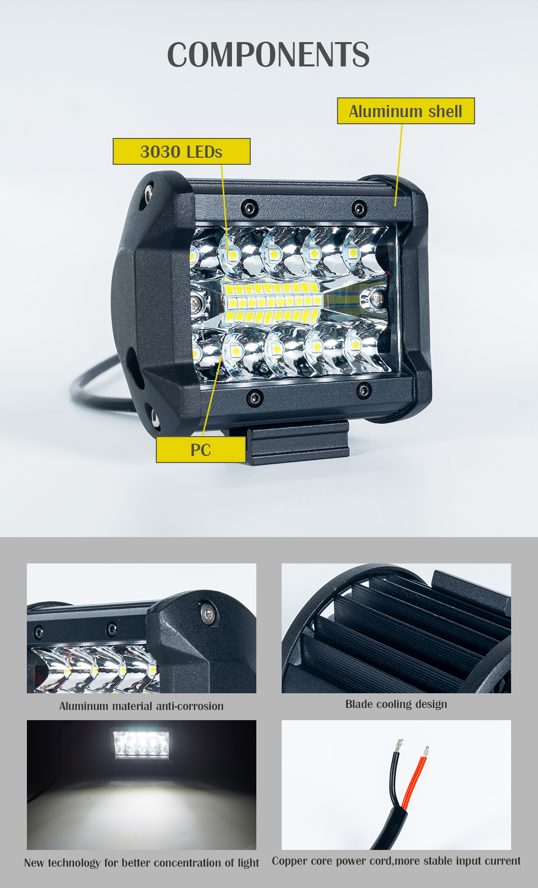 LED LED LIGHT BAR 4 بوصة LED LED LIGH