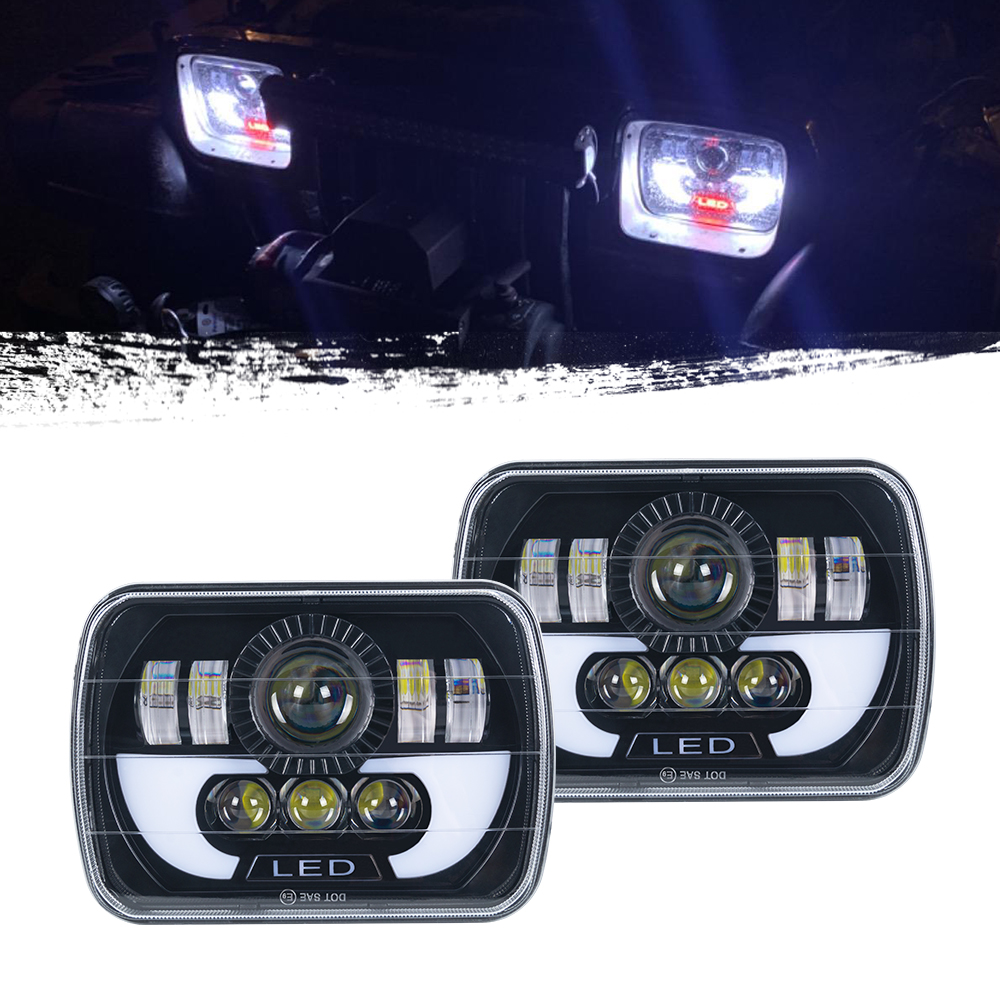 5 × 7 بوصة LED مصابيح الشاحنة المصباح المصابيح الأمامية مع HI/LO شعاع وضوء تشغيل النهار
