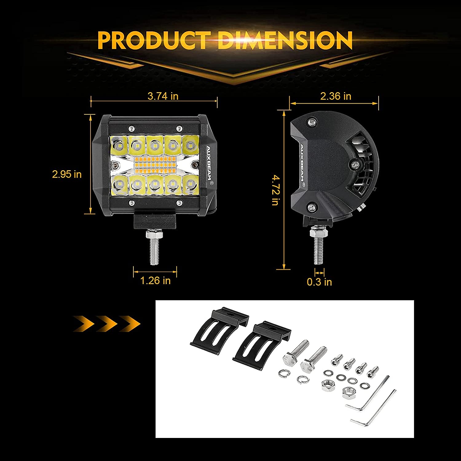 LED 4 بوصة مربع 120W ضوء العمل 