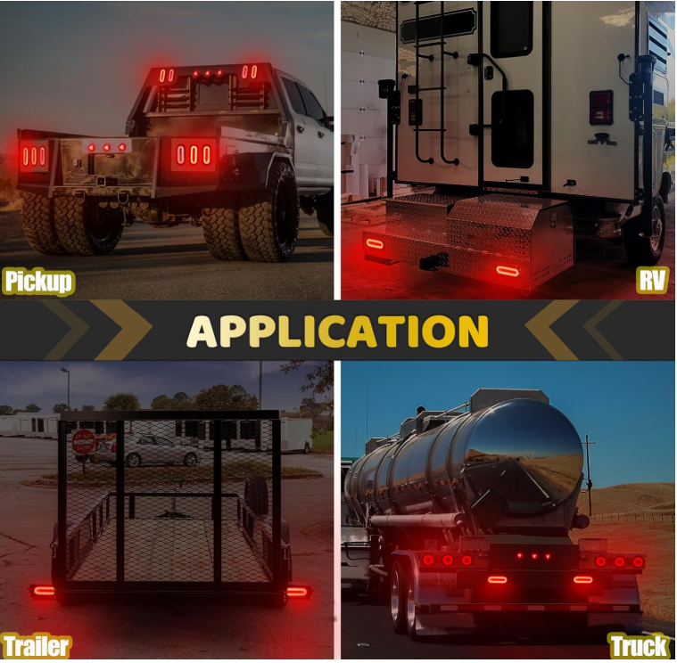 مقطورة خلفية LED بيضاوية مقاس 15.24 سم باللون الأحمر مقاومة للماء لإضاءة خلفية الشاحنة