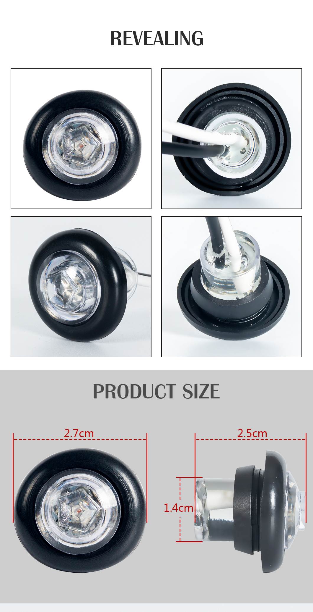 3/4 بوصة مستديرة علامة الضوء مضاد ماء. 1.3/4 