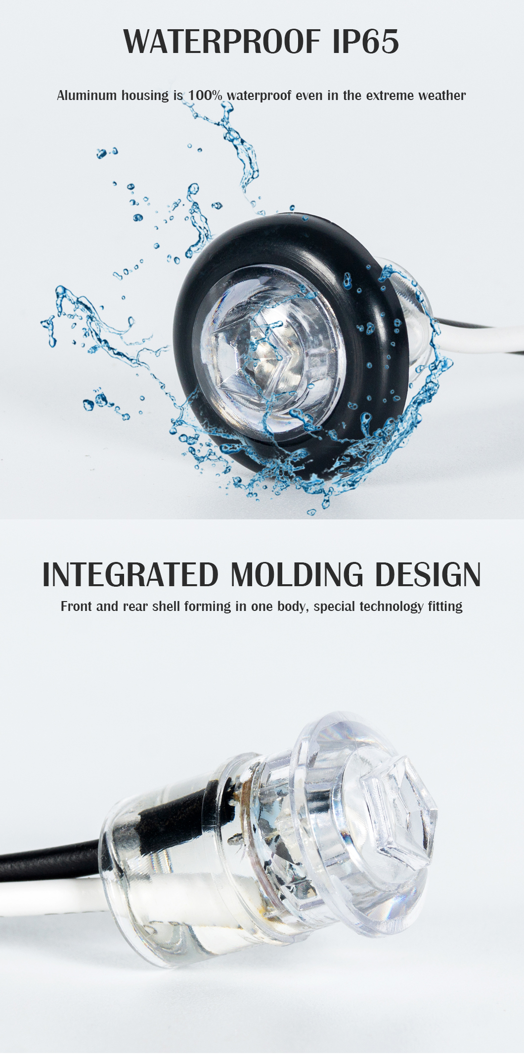 علامة الشاحنة مصابيح ماء مقاومة للتدفق المائي مصابيح LED LED. 1.3/4 