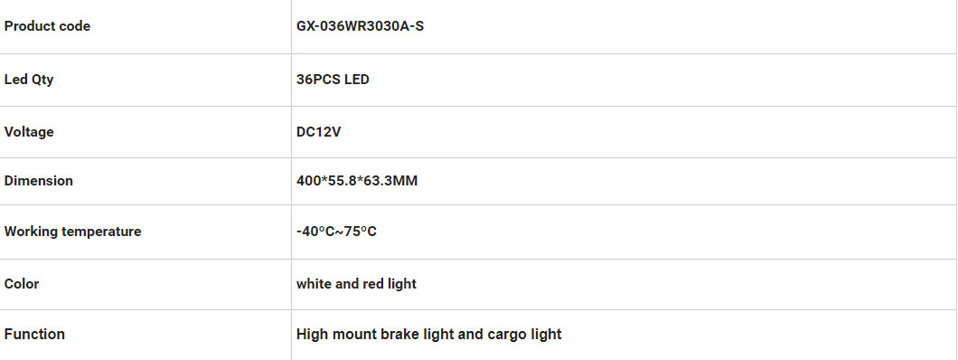 GX-036WR3030A-S مصابيح الفرامل GM